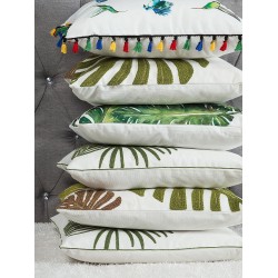 Zestaw 2 poduszek dekoracyjnych AZAMI Bawełna 45 x 45 cm Ciemnozielony Wzór roślinny