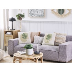 Zestaw 2 poduszek dekoracyjnych MICROSORUM 45 x 45 cm Jasnozielony Wzór roślinny