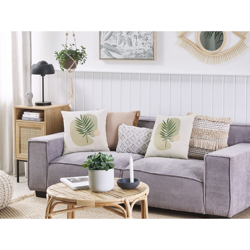 Zestaw 2 poduszek dekoracyjnych MICROSORUM 45 x 45 cm Jasnozielony Wzór roślinny