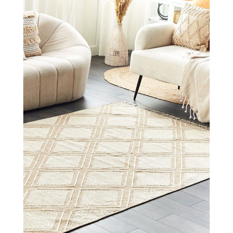 Dywan bawełniany 160 x 230 cm biało-beżowy KACEM