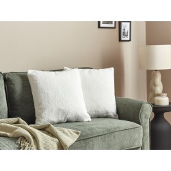 Zestaw 2 poduszek dekoracyjnych LEUZEA Boucle 45 x 45 cm Złamana biel Jednolity