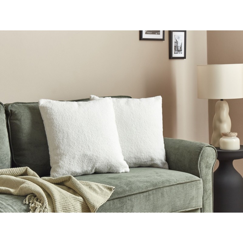 Zestaw 2 poduszek dekoracyjnych LEUZEA Boucle 45 x 45 cm Złamana biel Jednolity