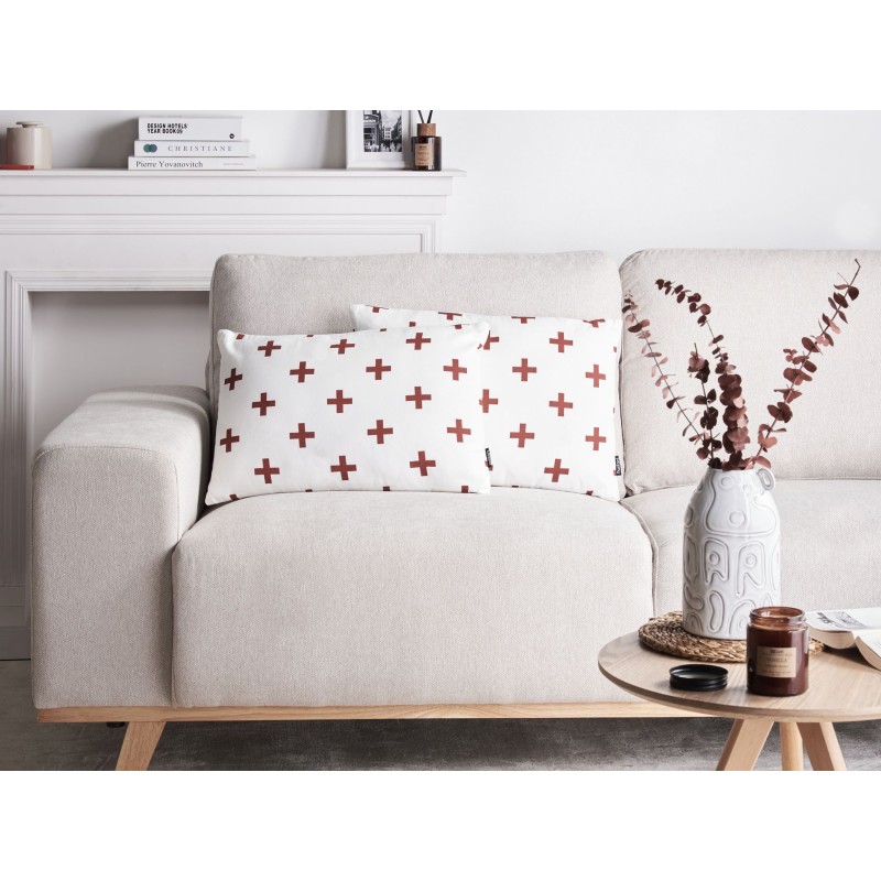 Zestaw 2 poduszek dekoracyjnych VELLEIA Bawełna 50 x 35 cm Biały Wzór geometryczny