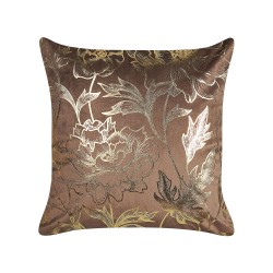 Zestaw 2 poduszek dekoracyjnych DAFFODIL Welur 45 x 45 cm Brązowy Wzór kwiatowy