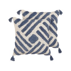 Zestaw 2 poduszek dekoracyjnych JACARANDA Bawełna 45 x 45 cm Niebieski Wzór geometryczny