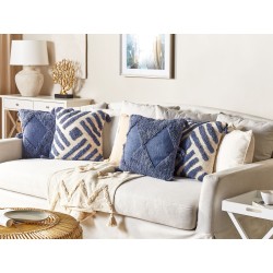 Zestaw 2 poduszek dekoracyjnych JACARANDA Bawełna 45 x 45 cm Niebieski Wzór geometryczny