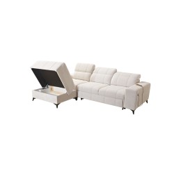 Ballagio I corner sofa with a sleeping function made from Plecionka fabric, Spring 1102 - beauty and functionality in one!