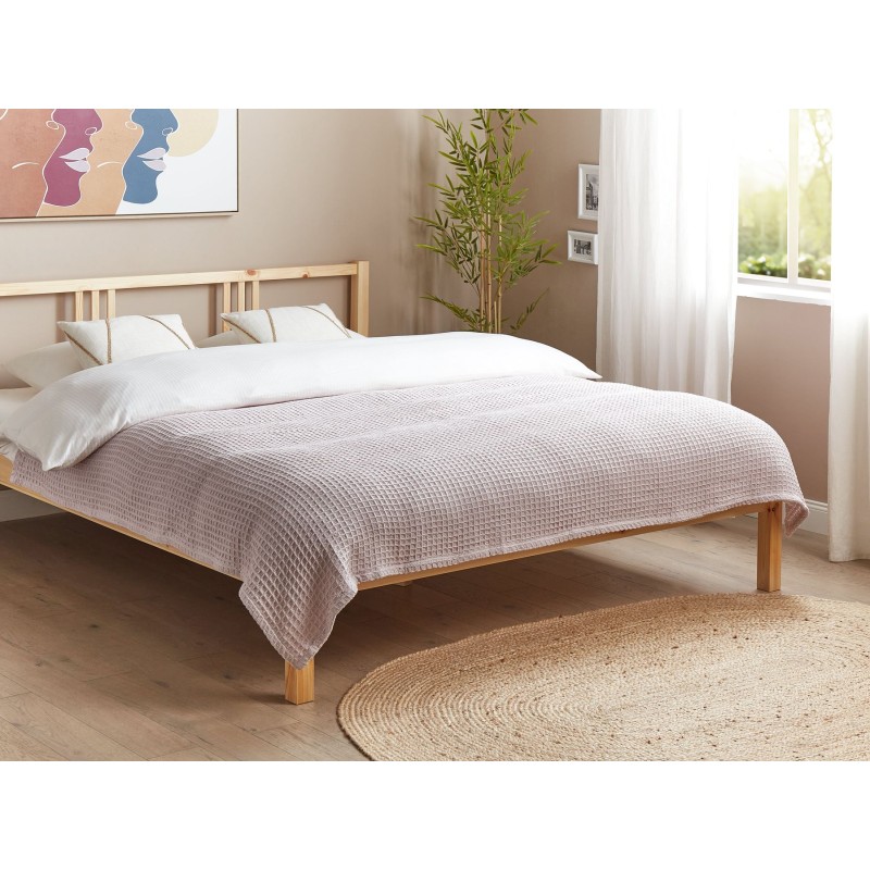 Narzuta na łóżko CHAGYL Bawełna 150 x 200 cm Pastelowy róż