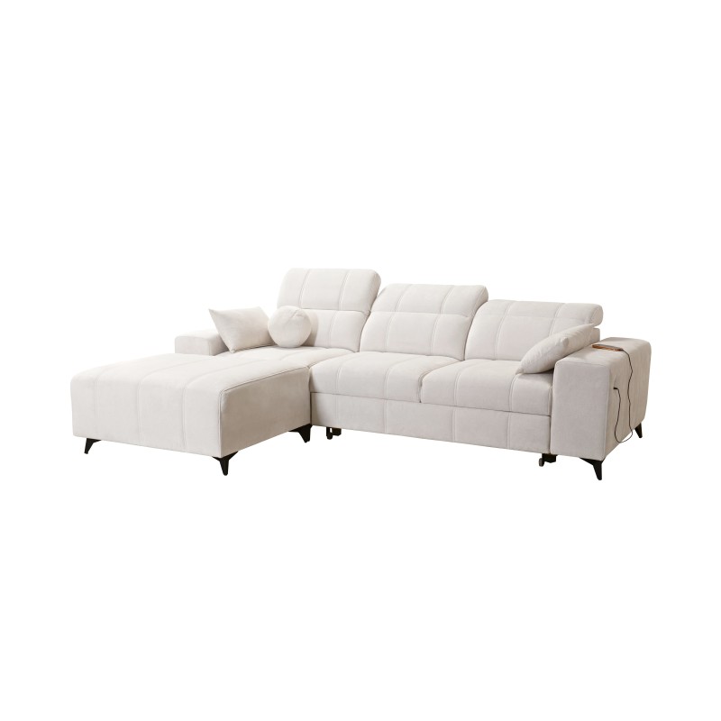 Ballagio I corner sofa with a sleeping function made from Plecionka fabric, Spring 1102 - beauty and functionality in one!