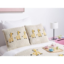2 bawełniane poduszki dla dzieci w żyrafy 45 x 45 cm beżowe CHILARI