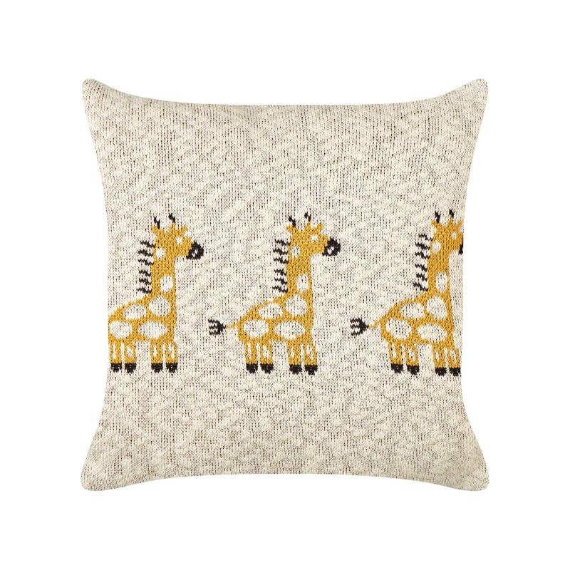 2 bawełniane poduszki dla dzieci w żyrafy 45 x 45 cm beżowe CHILARI