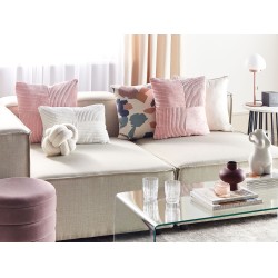 Zestaw 2 poduszek dekoracyjnych MILLET Sztruks 43 x 43 cm Różowy Wzór geometryczny