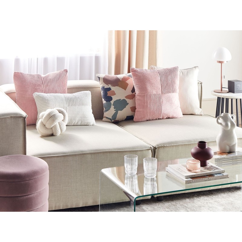 Zestaw 2 poduszek dekoracyjnych MILLET Sztruks 43 x 43 cm Różowy Wzór geometryczny