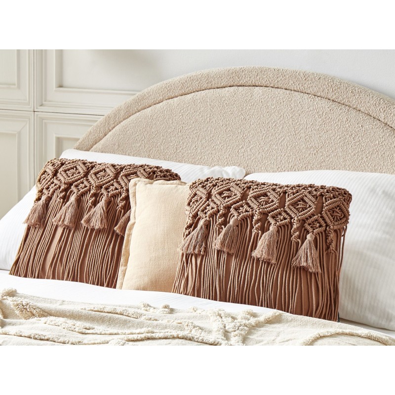 Zestaw 2 poduszek dekoracyjnych BAMIAN Bawełna 45 x 45 cm Jasnobrązowy Wzór geometryczny