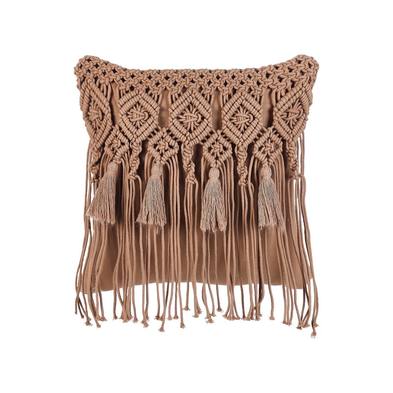 Zestaw 2 poduszek dekoracyjnych BAMIAN Bawełna 45 x 45 cm Jasnobrązowy Wzór geometryczny