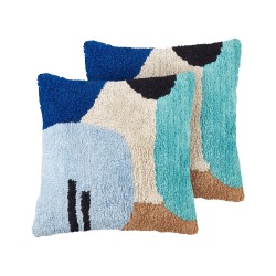 Zestaw 2 poduszek dekoracyjnych DAHLIA Bawełna 45 x 45 cm Kolorowy Wzór geometryczny