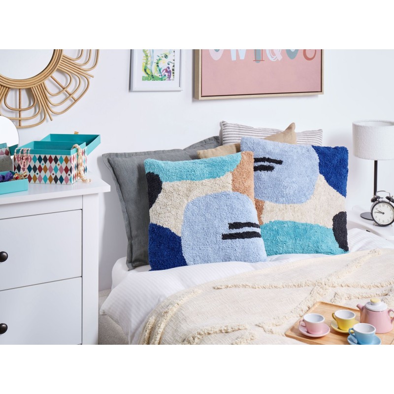 Zestaw 2 poduszek dekoracyjnych DAHLIA Bawełna 45 x 45 cm Kolorowy Wzór geometryczny