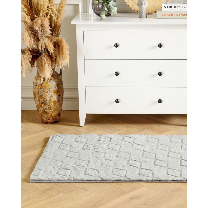 Dywan sztuczne futro królika 80 x 150 cm miętowy szary THATTA