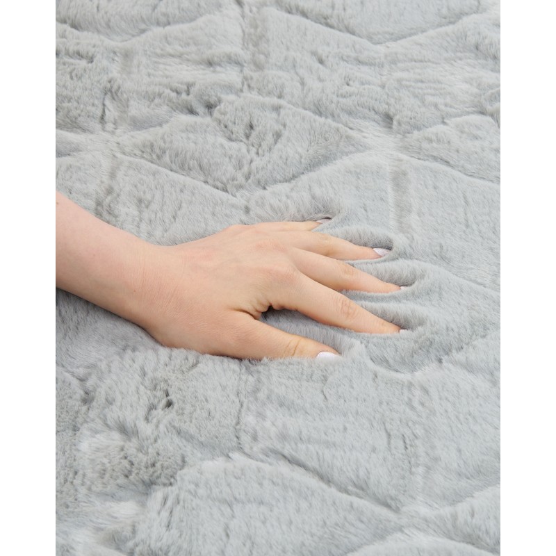 Dywan sztuczne futro królika 80 x 150 cm miętowy szary THATTA
