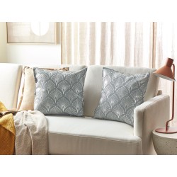 Zestaw 2 poduszek dekoracyjnych HOYA Bawełna 45 x 45 cm Szary Wzór geometryczny