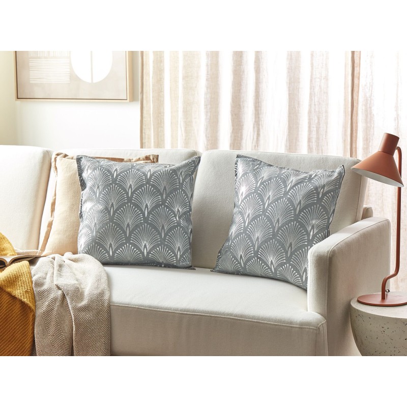 Zestaw 2 poduszek dekoracyjnych HOYA Bawełna 45 x 45 cm Szary Wzór geometryczny