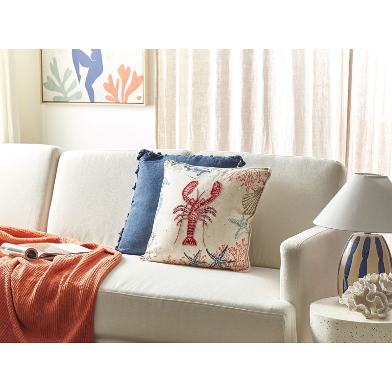 Poduszka dekoracyjna KELP Len 45 x 45 cm Beżowy Wzór zwierzęcy