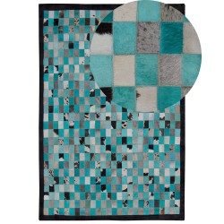 Dywan skórzany 140 x 200 cm turkusowo-szary NIKFER