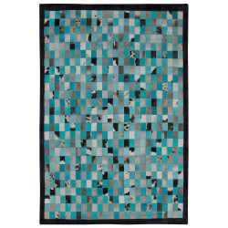 Dywan skórzany 140 x 200 cm turkusowo-szary NIKFER