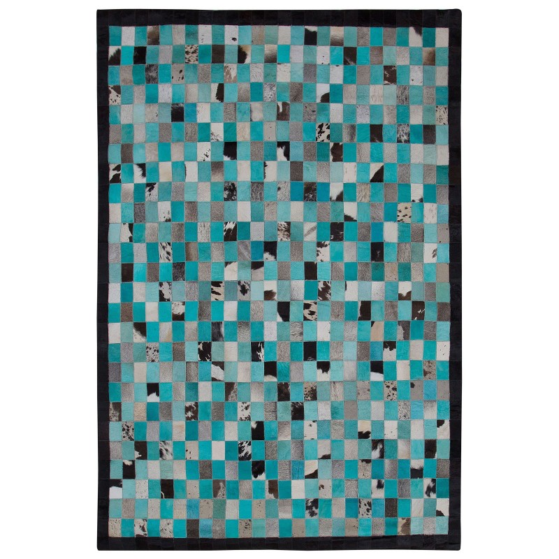 Dywan skórzany 140 x 200 cm turkusowo-szary NIKFER