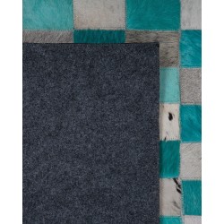 Dywan skórzany 140 x 200 cm turkusowo-szary NIKFER