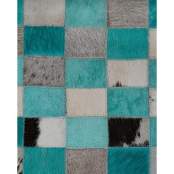 Dywan skórzany 140 x 200 cm turkusowo-szary NIKFER