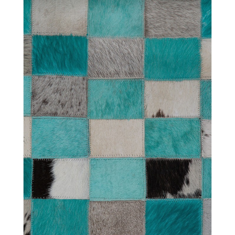 Dywan skórzany 140 x 200 cm turkusowo-szary NIKFER