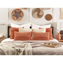 Poduszka dekoracyjna ORLAYA Bawełna 55 x 35 cm Pomarańczowy Wzór geometryczny