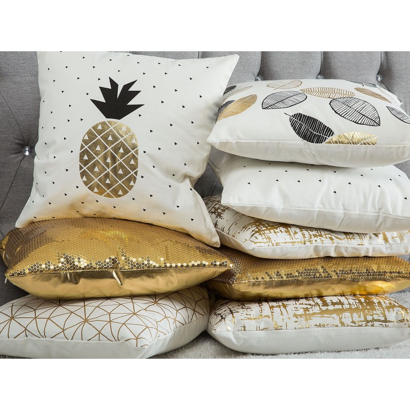 Zestaw 2 poduszek dekoracyjnych GARDENIA Bawełna 45 x 45 cm Złoty Wzór abstrakcyjny