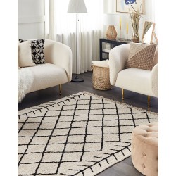 Dywan bawełniany 160 x 230 cm beżowy z czarnym BOZKIR