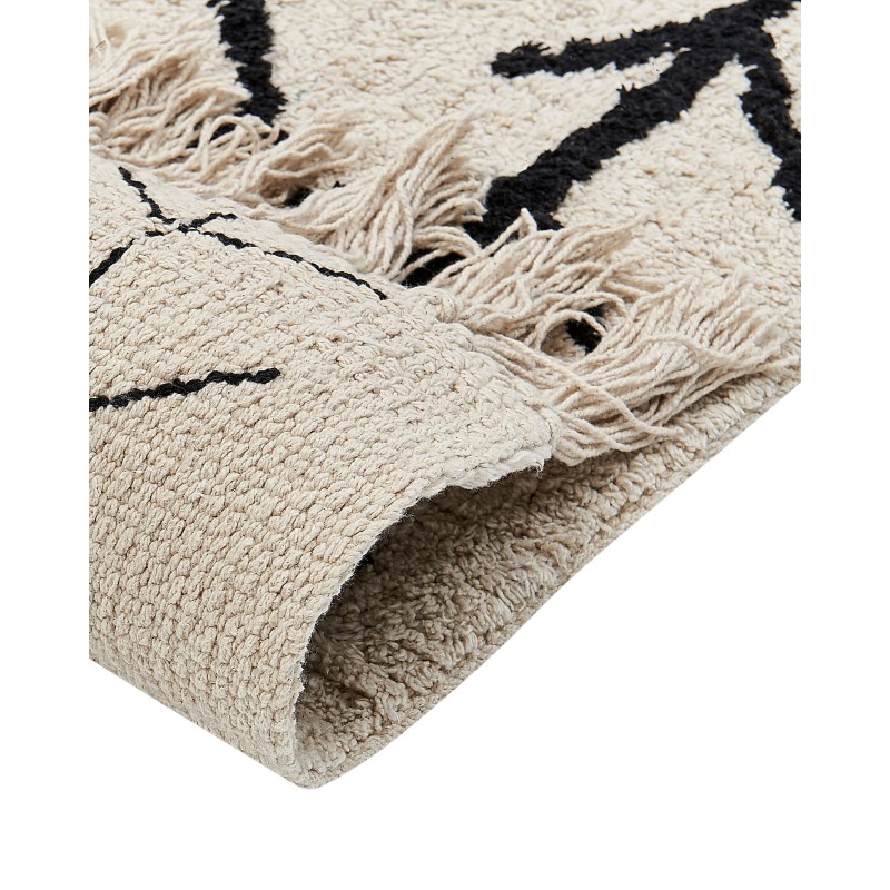 Dywan bawełniany 160 x 230 cm beżowy z czarnym BOZKIR