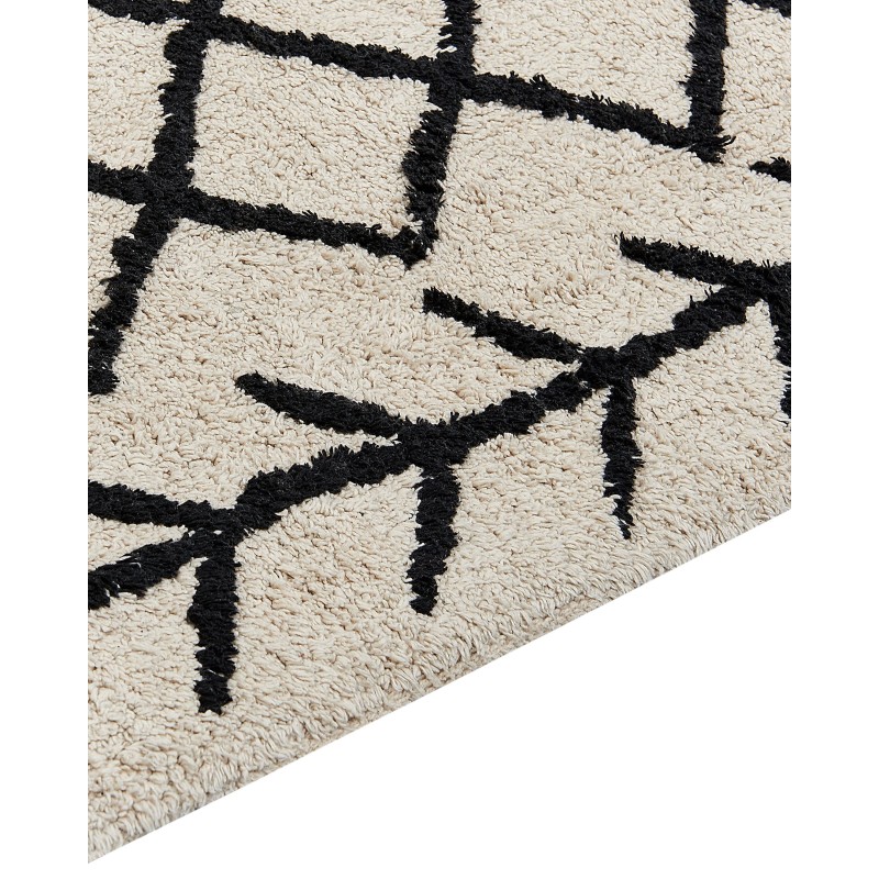 Dywan bawełniany 160 x 230 cm beżowy z czarnym BOZKIR