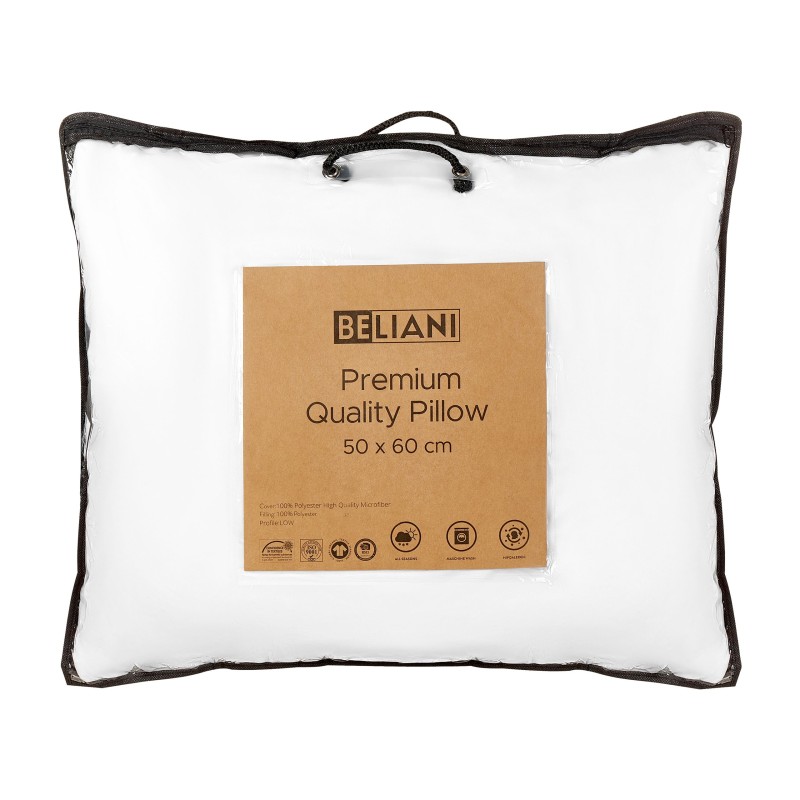 Zestaw 2 poduszek ERRIGAL Niska Mikrofibra 50 x 60 cm Biały