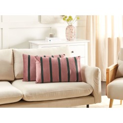 Zestaw 2 poduszek dekoracyjnych CRODYLINE Welur 35 x 60 cm Różowy W paski