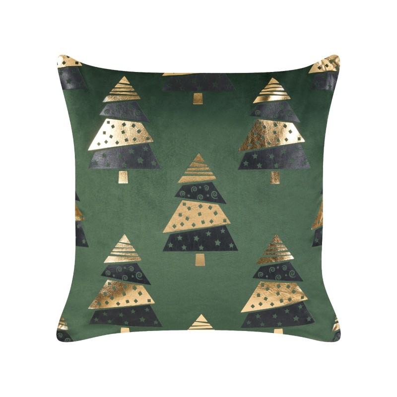 Zestaw 2 poduszek dekoracyjnych GOLDSPRUCE Welur 45 x 45 cm Zielony Wzór świąteczny