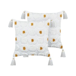 Zestaw 2 poduszek dekoracyjnych AZALIA Bawełna 45 x 45 cm Biały Wzór kwiatowy