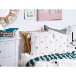 Zestaw 2 poduszek dekoracyjnych AZALIA Bawełna 45 x 45 cm Biały Wzór kwiatowy