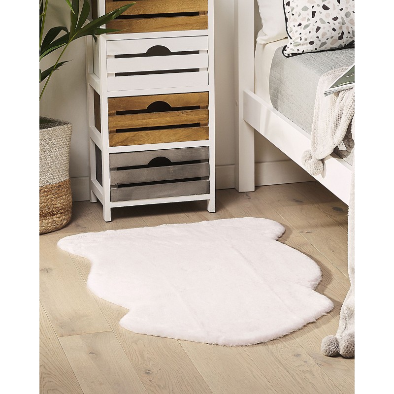 Dywan imitacja futra królika biały UNDARA