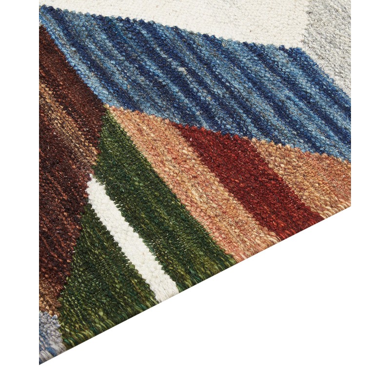 Dywan wełniany kilim 80 x 150 cm wielokolorowy KANAKERAVAN