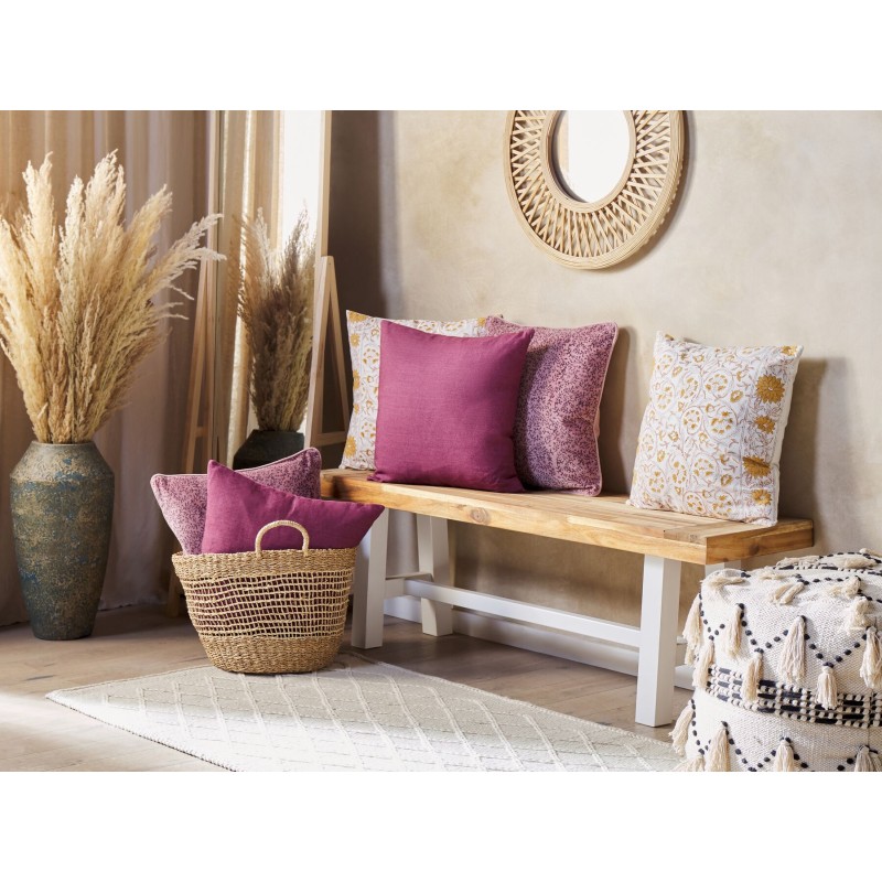 Poduszka dekoracyjna CALATHEA Bawełna 45 x 45 cm Żółty Wzór kwiatowy