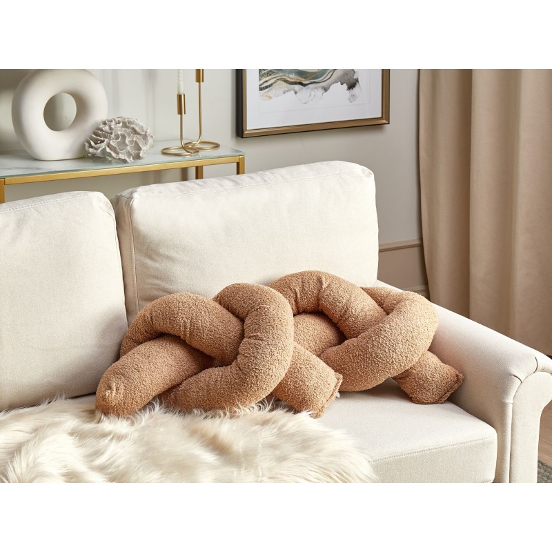 Zestaw 2 poduszek dekoracyjnych GLADIOLUS Boucle 172 x 14 cm Jasnobrązowy Jednolity