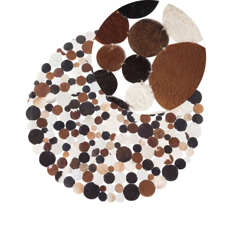 Dywan okrągły skórzany ⌀ 140 cm brązowy SORGUN