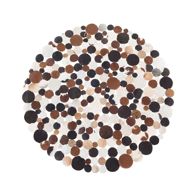 Dywan okrągły skórzany ⌀ 140 cm brązowy SORGUN