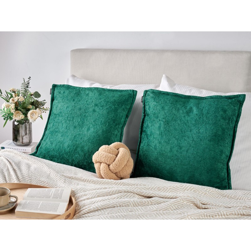 Zestaw 2 poduszek dekoracyjnych VERPIS Bawełna 50 x 50 cm Szmaragdowy Jednolity