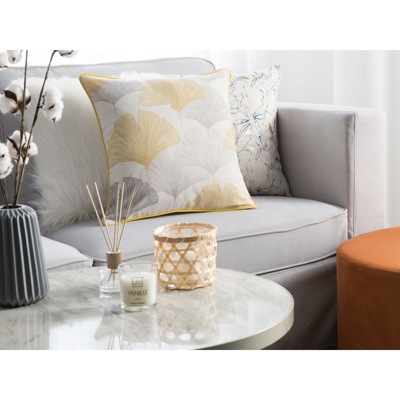 Zestaw 2 poduszek dekoracyjnych CANDYTUFT 45 x 45 cm Żółty Wzór roślinny